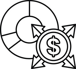A dollar sign is shown with a pie chart and arrows pointing to it
