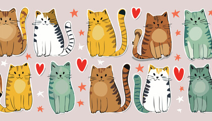 Cute cat illustration vector prints sticker