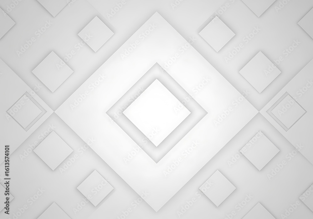 Poster elegant white geometric background with layered squares and subtle shadows creates visual depth