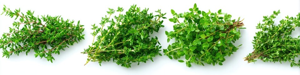 Obraz premium Fresh Thyme sprigs against white background