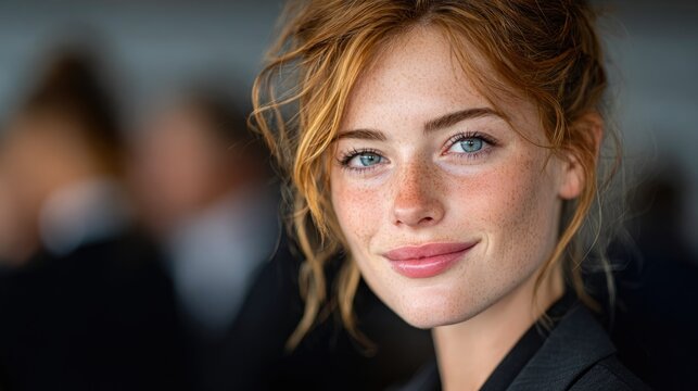 Close-Up Portrait of Smiling Businesswoman - Powered by Adobe