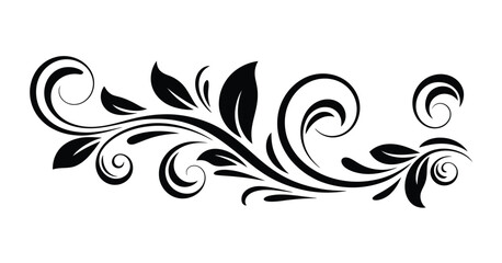 Fototapeta premium Black floral flourish design decorative ornamental