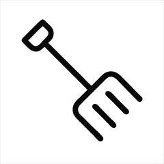 Pitchfork or hay fork line art vector icon on white background