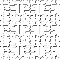  3d relief tiles.Vector pattern with symmetrical elements. Modern stylish abstract texture. Repeating tiles from striped elements. Black and white pattern.