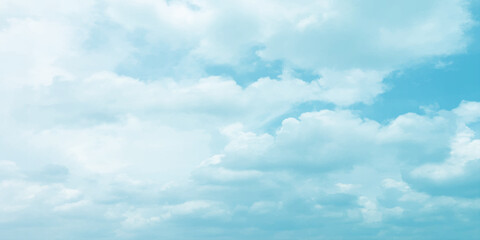 Storm clouds in the sky, Dramatic rain, Bright Flash shining light for design concept, panoramic view of clear blue sky and clouds, pastel white fluffy clouds
