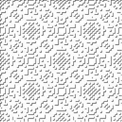  3d relief tiles.Vector pattern with symmetrical elements. Modern stylish abstract texture. Repeating tiles from striped elements. Black and white pattern.