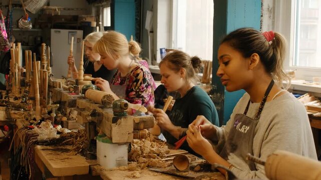 Woodworking class in progress