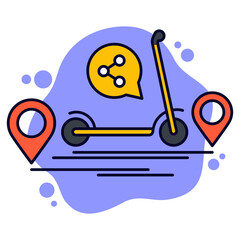 kick scooter sharing service, icon illustration