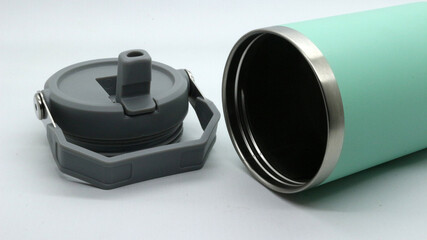 Mint green stainless steel tumbler isolated