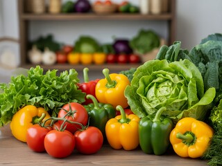 A Vibrant Assortment of Fresh Healthy Vegetables Showcasing a Variety of Colors and Textures for Nutritious Eating