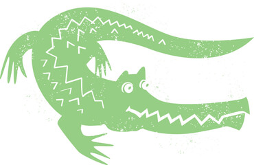 Cartoon-style vector illustration of a smiling crocodile on white background. Fun and friendly design, perfect for children's books, educational materials, games, or playful branding.