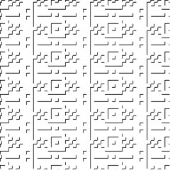  3d relief tiles.Vector pattern with symmetrical elements. Modern stylish abstract texture. Repeating tiles from striped elements. Black and white pattern.