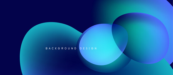 Abstract blue gradients form overlapping circles. Modern design element suitable for backgrounds, presentations, digital art. Minimalist aesthetic.