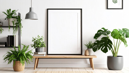 Minimalist Picture Frame Mockup in Modern Room