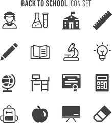 Back to school icon set. Back to school elements and icons. School and Education supplies Vector illustration