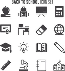 Back to school icon set. Back to school elements and icons. School and Education supplies Vector illustration