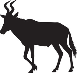 Red Hartebeest Solid Vector Silhouette