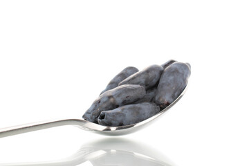 Sweet honeysuckle berries isolated on white background.	