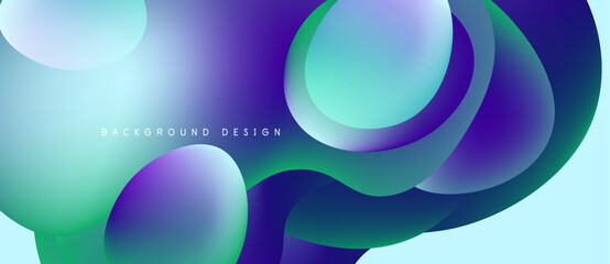 Abstract fluid shapes, vibrant colors blend. Modern design, smooth gradients create dynamic composition. Background suggests movement, energy.