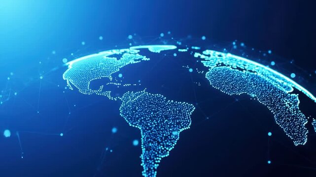 Global Network: Rotating Digital Earth, Seamless Loop, 4K Resolution