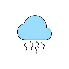 Simple cartoon illustration of a light blue cloud with wavy lines representing light rain or mist falling