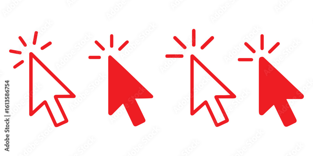 Leinwandbilder computer mouse click cursor arrow icons set. clicking cursor. hand cursors icons click set. pointer 