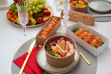 Sushi. Fast food. The concept of Japanese cuisine.