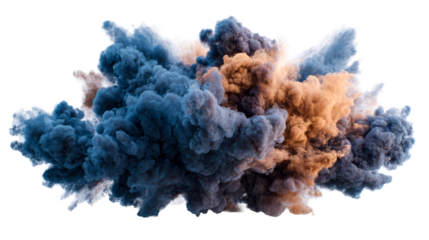 Colorful smoke cloud rising with dark and light tones in the air
