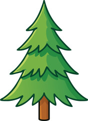 Cartoon illustration of a stylized evergreen tree.