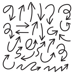 Set of Hand drawn vector arrows doodle on white background.design element vector illustration.