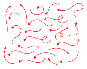 Hand drawn curved doodle chalk arrows collection, vector eps10 illustration