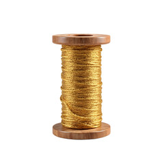  Golden Metallic Thread on Wooden Spool for Sewing and Crafting