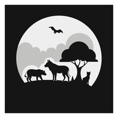 A minimalist wild animal style silhouette illustration