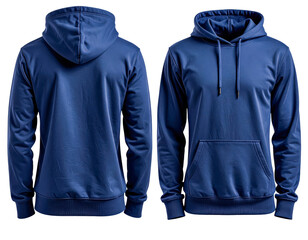 Blue hoodie sweatshirt apparel clothing casual fashion front back view on transparent background