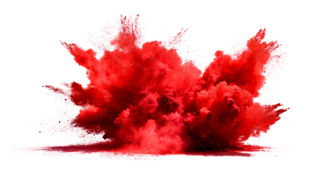 Red explosion cloud with transparent background for creative design