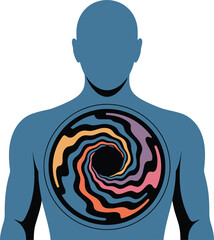 Human Silhouette with Vortex Inside Body A Symbol of Inner Turmoil and Transformation
