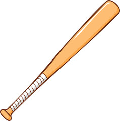 A cartoon illustration of a wooden baseball bat isolated on white background.