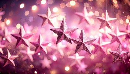 Pink Glitter Stars Festive Background