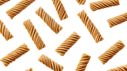 Brown Striped Wafer Rolls Stacked and Isolated for Dessert Display on White Background