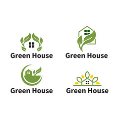 Greenhouse Logo Collection with Plant and Leaf Symbol