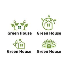 Greenhouse Logo Collection with Plant and Leaf Symbol