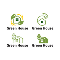 Greenhouse Logo Collection with Plant and Leaf Symbol