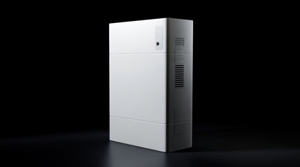 Sleek white energy storage battery.