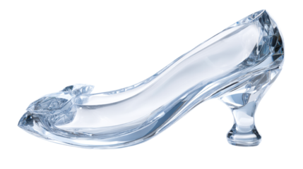 Classic glass slipper on transparent background for fantasy theme