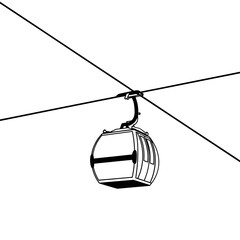 A cable car on the sky isolated on white background