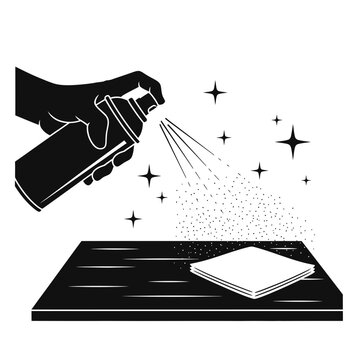 hand spraying cleaner on surface clip art preview