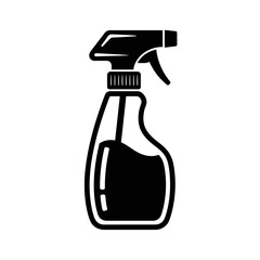 Black spray bottle isolated on white background for cleaning purposes