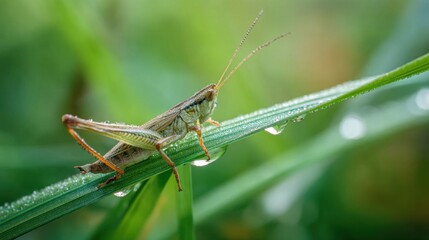 Macro shot of a grasshopper.