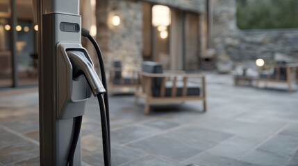 Modern EV charger at a luxury resort.