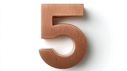 Stylish number 5 in brushed copper.